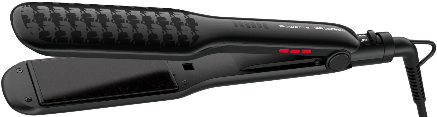 Placă de îndreptat părul  Rowenta x Karl Lagerfeld - Extra Liss, 230°C, Keratin&amp;Glow, negru