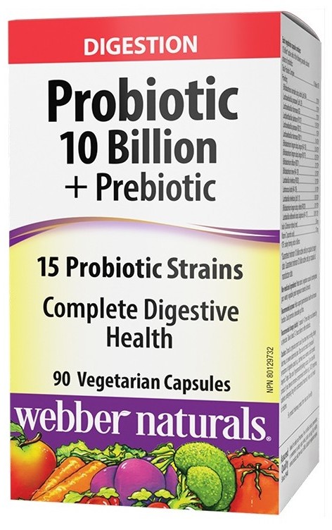 Probiotic 10 Billion + Prebiotic, 90 capsule, Webber Naturals