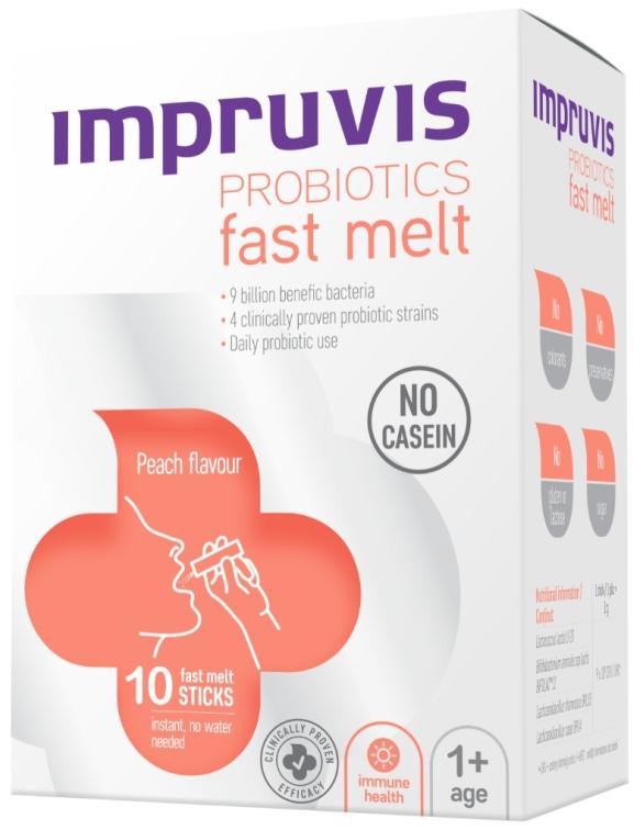 Probiotic Fast Melt cu aroma de piersica, 10 plicuri, Impruvis - imagine 4