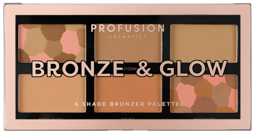 Profusion Cosmetics Paletă bronzantă Bronze & Glow Mini, 6 culori