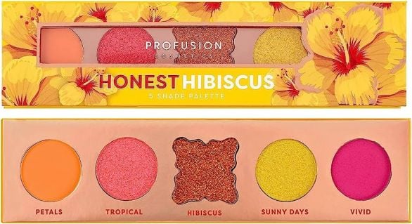Profusion Cosmetics Paletă de farduri de pleoape Blooming Hues, Honest Hibiscus, 5 culori