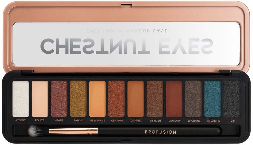Profusion Cosmetics Paletă de farduri de pleoape Chestnut, 12 culori