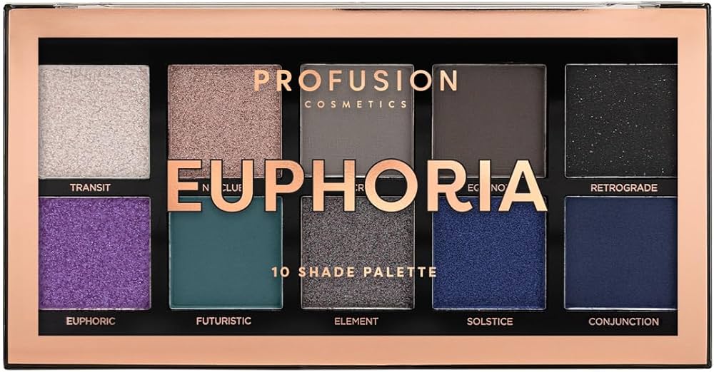 Profusion Cosmetics Paletă de farduri de pleoape Euphoria Mini, 10 culori