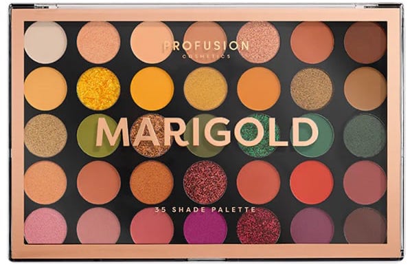 Profusion Cosmetics Paletă de farduri de pleoape Marigold, 35 culori