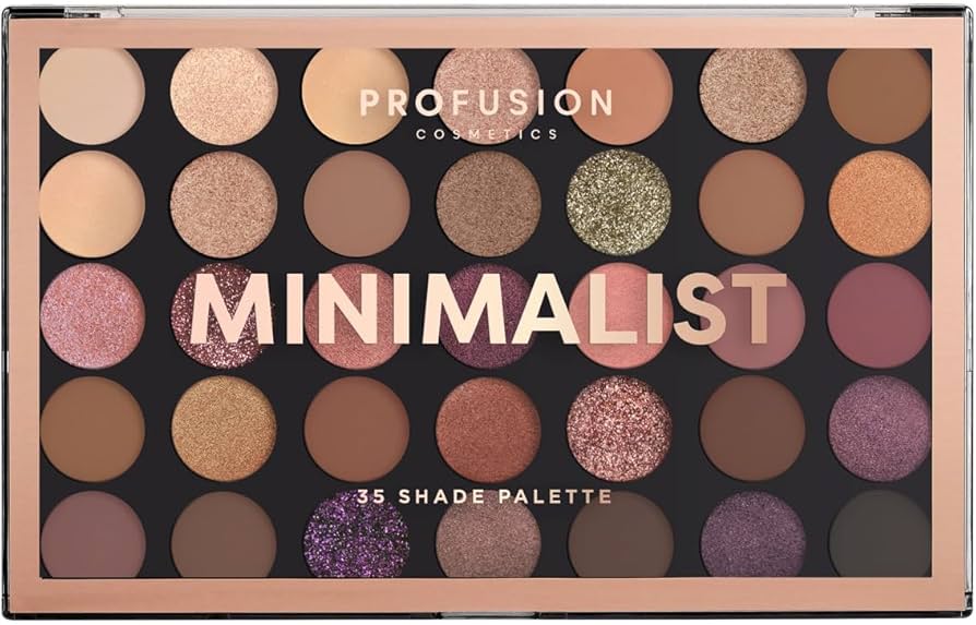 Profusion Cosmetics Paletă de farduri de pleoape Minimalist, 35 culori
