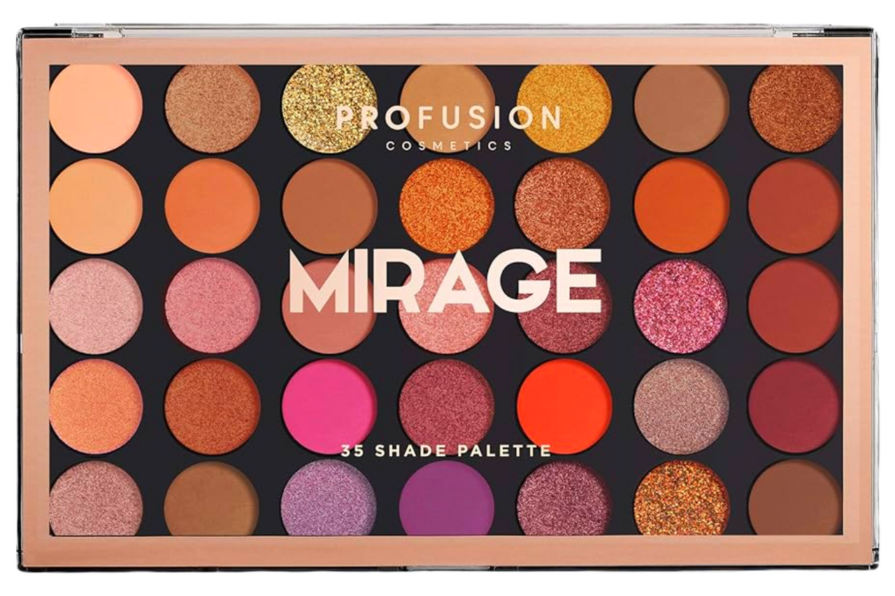 Profusion Cosmetics Paletă de farduri de pleoape Mirage, 35 culori