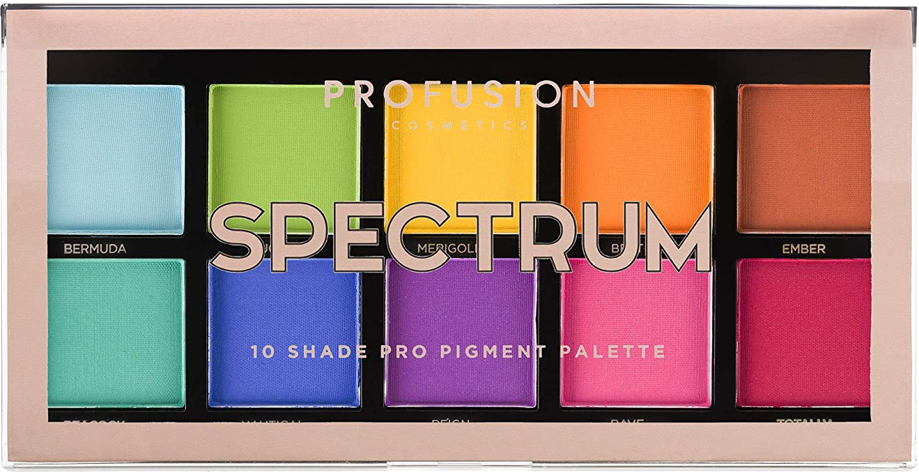 Profusion Cosmetics Paletă de farduri de pleoape Spectrum Mini, 10 culori