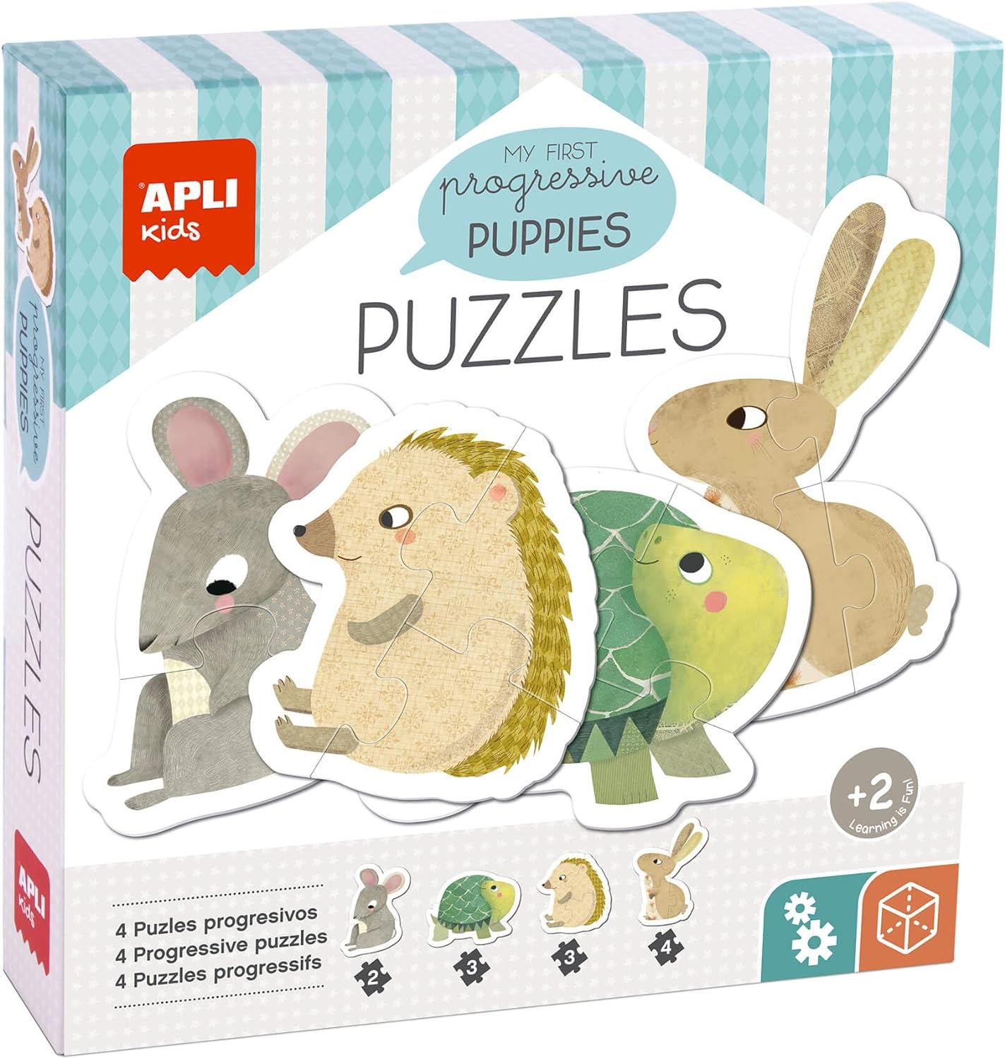 Puzzle-uri progresive 4 în 1 Apli Kids - Animale sălbatice