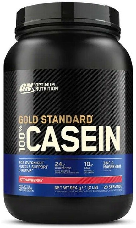 Gold Standard 100% Casein, căpșună, 907 g, Optimum Nutrition