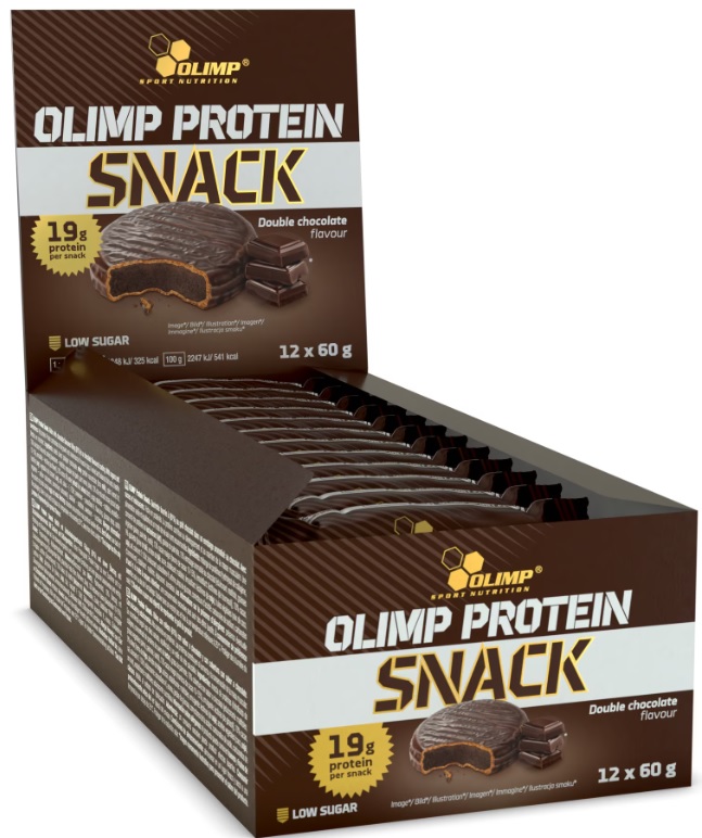 Protein Snack Box, ciocolată dublă, 12 buc, Olimp