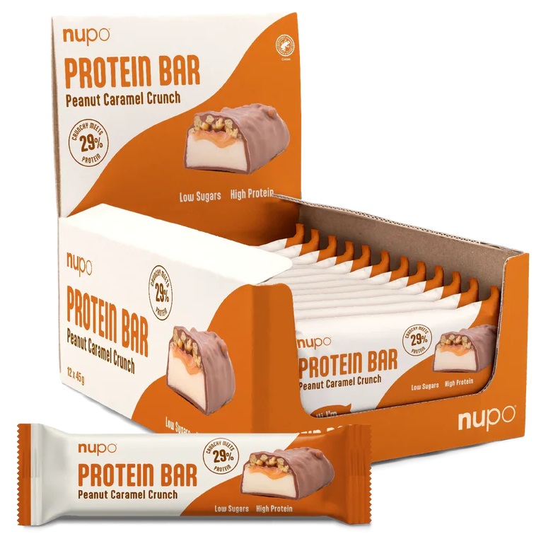 Baton proteic, caramel și arahide, 12 х 45 g, Nupo