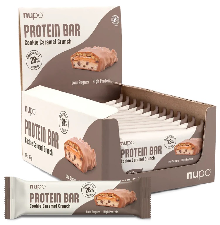Baton proteic, fursec cu caramel, 12 x 45 g, Nupo