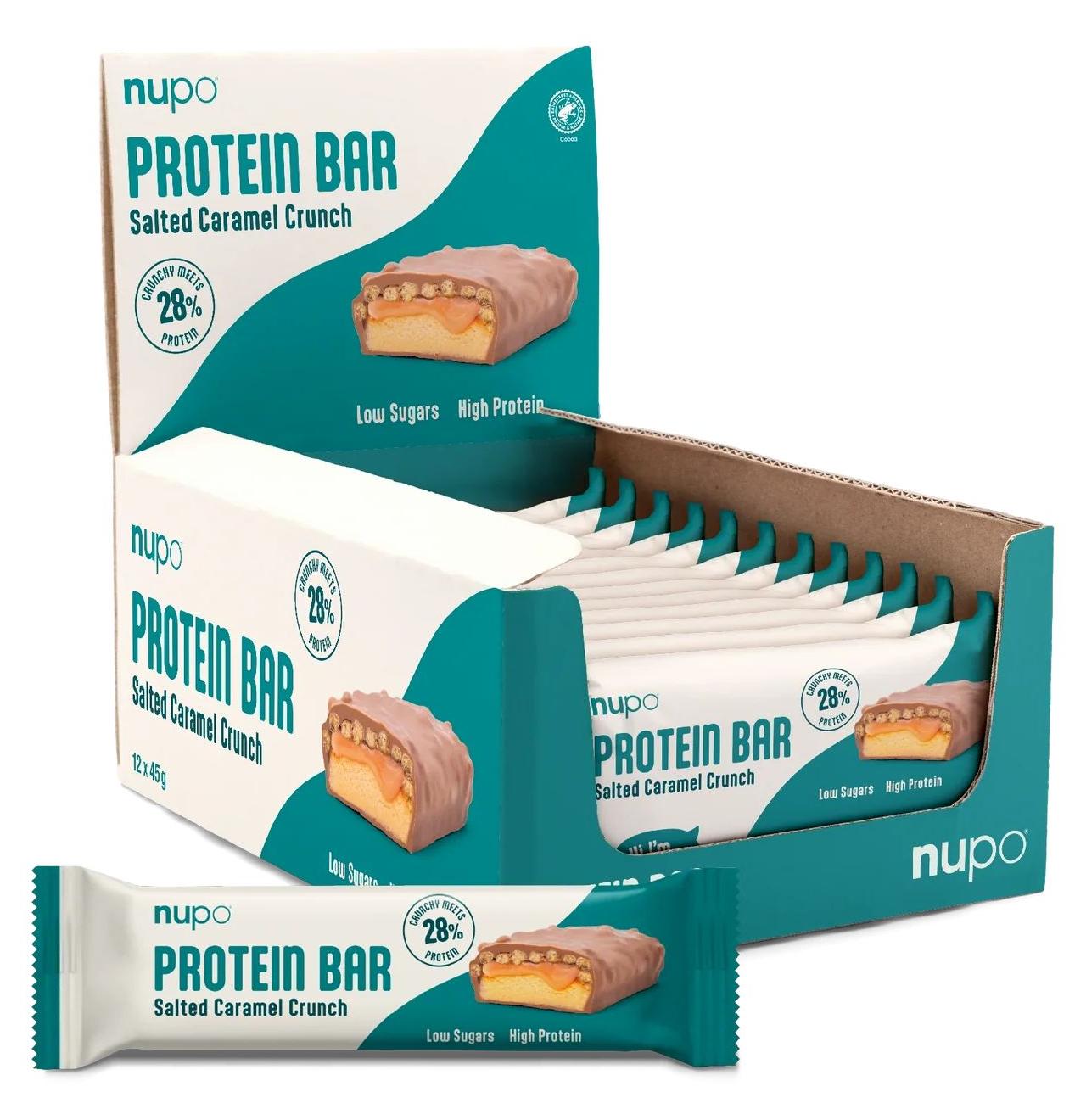 Baton proteic, caramel sărat, 12 x 45 g, Nupo