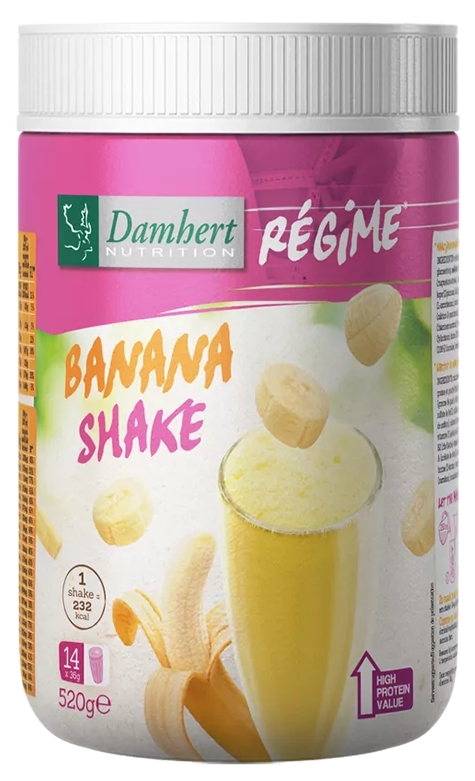 Shake proteic, banană, 520 g, Damhert