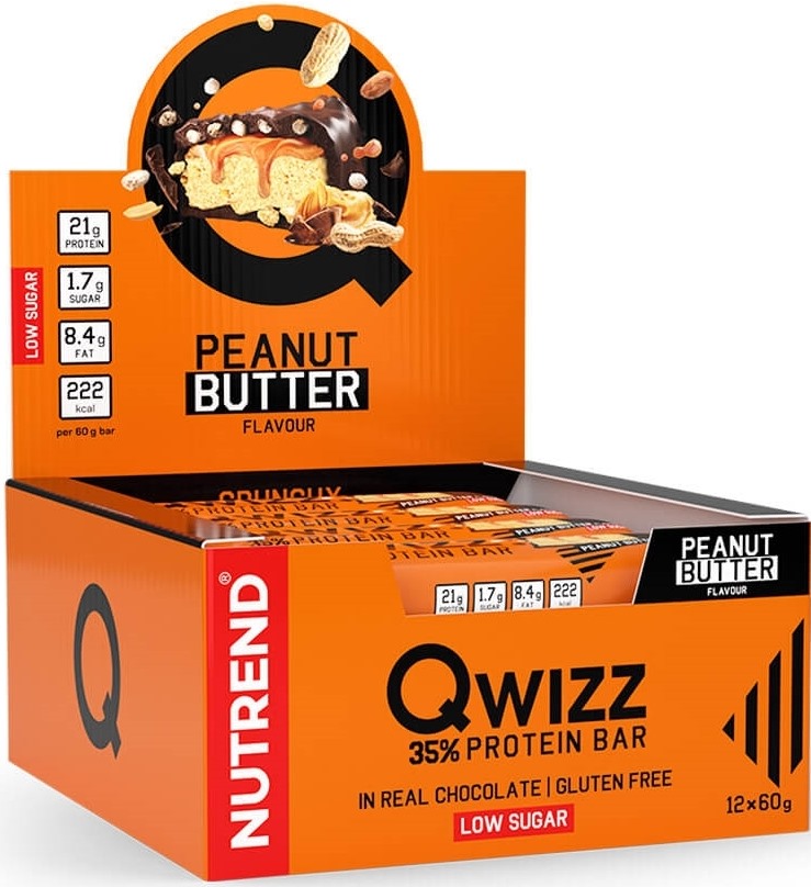 Qwizz Batoane proteice, unt de arahide, 12 buc, Nutrend