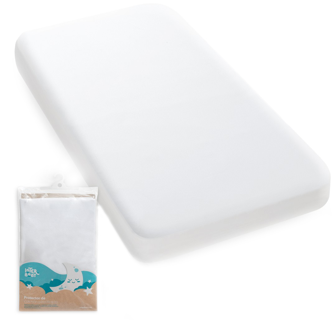 Protector pentru saltea bebeluși Interbaby - Impermeabil, 50 x 80 cm, alb
