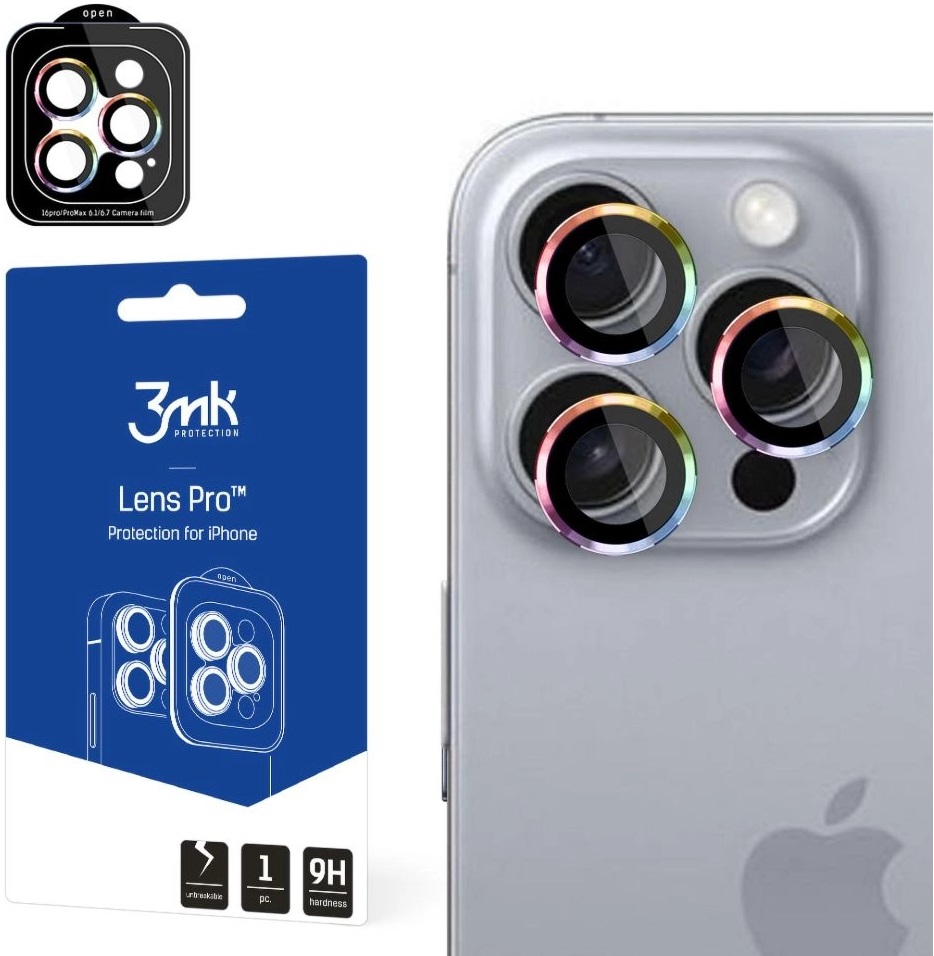 Protector pentru cameră 3mk - Lens Protection Pro Rainbow, iPhone 16 Pro/16 Pro Max