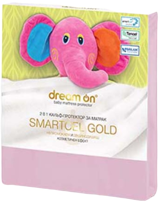 Protector de saltea Dream On - Smartcel Gold, 60 x 120 cm, roz