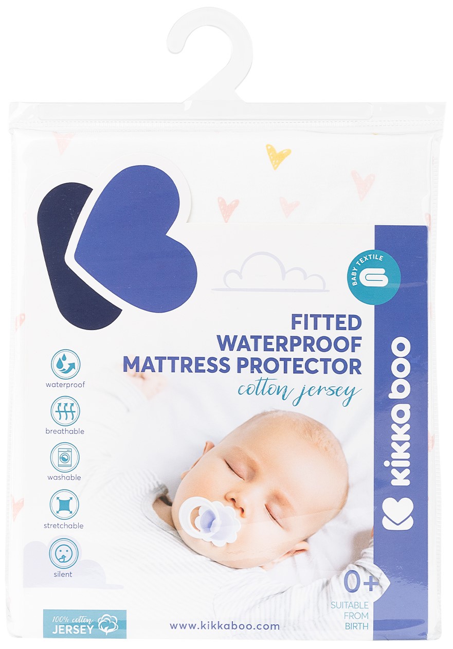 Protecție pentru saltea KikkaBoo - Hearts, 60 х 120 х 15 cm