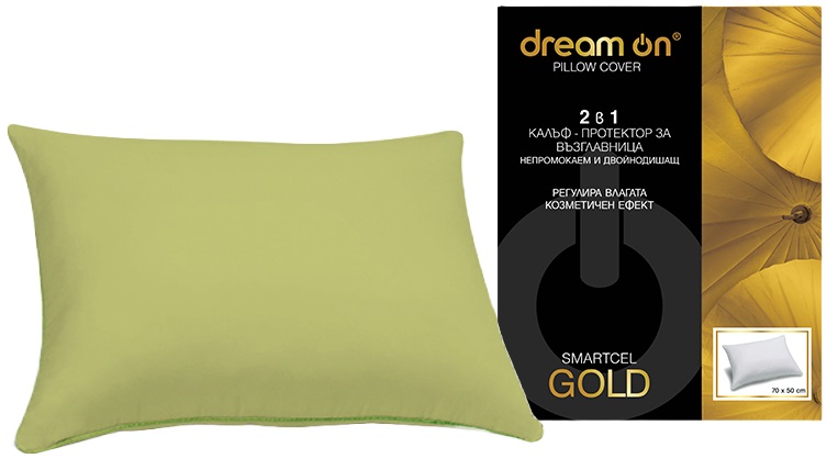 Protector pentru pernă Dream On - Smartcel Gold, 50 x 70 cm, verde