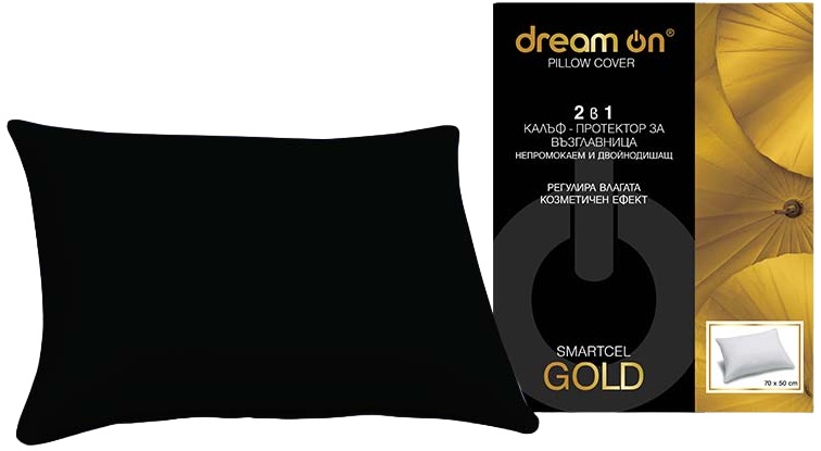 Protecție pentru pernă Dream On - Smartcel Gold, 50 x 70 cm, negru