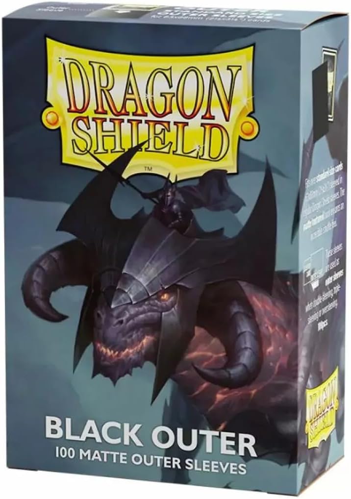 Protecții pentru cărți Dragon Shield - Matte Outer Sleeves Standard Size, Black (100 buc.)