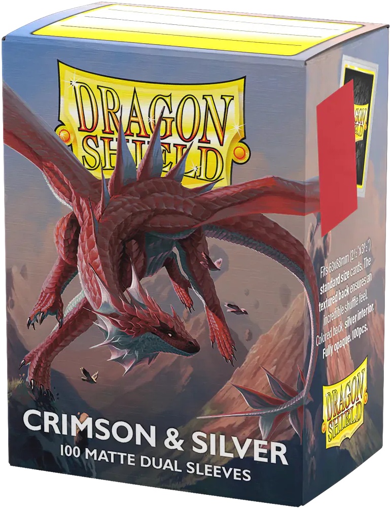 Protecții pentru cărți  Dragon Shield - Matte Dual Art Sleeves Standard Size, Crimson &amp; Silver (100bucăți)