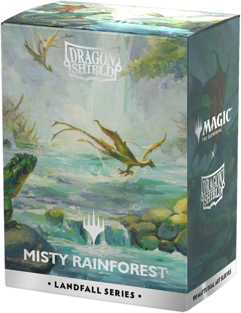 Protecții pentru carduri  Dragon Shield - Matte Dual Art Sleeves Standard Size, Landfall Series: Misty Rainforest (100 buc.)