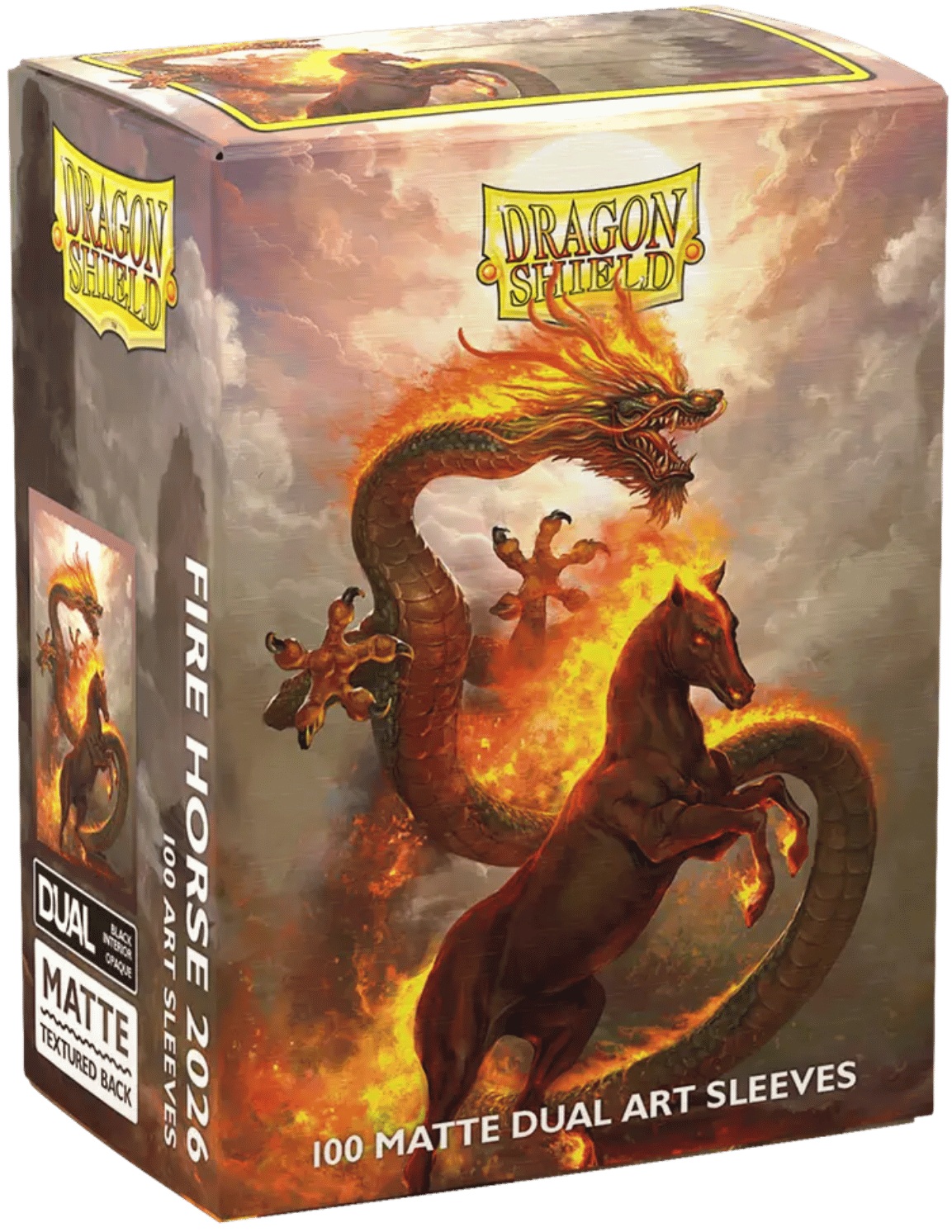 Protecții pentru carduri  Dragon Shield - Matte Dual Art Sleeves Standard Size, Lunar New Year 2026: Fire Horse (100 buc.)