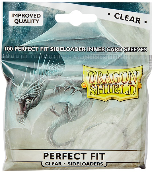 Protecții pentru cărți de joc Dragon Shield Perfect Fit Sideloaders Sleeves - Clear (100 buc.)