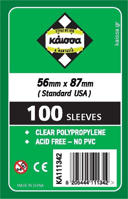 Protectoare pentru carduri  Kaissa Sleeves 56 x 87 mm (Standard USA) - 100 buc.