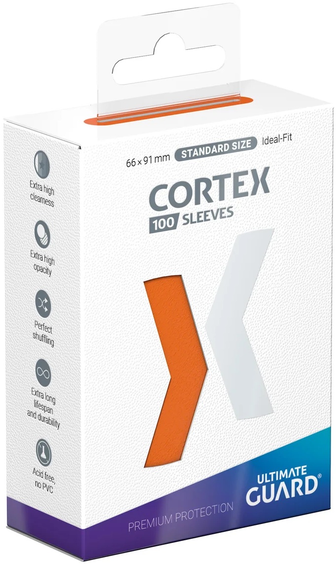 Protectoare pentru carduri Ultimate Guard - Cortex Sleeves Standard Size, portocaliu(100 buc.)