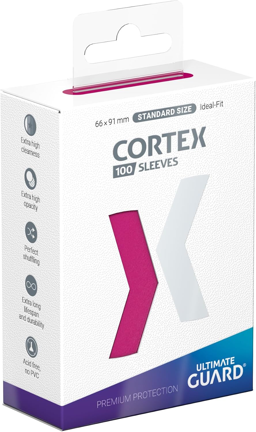Protectoare pentru carduri  Ultimate Guard - Cortex Sleeves Standard Size, roz (100 buc.)