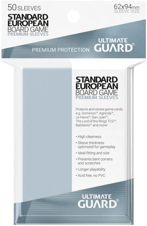 Protecții pentru cărți de joc Ultimate Guard - Premium Soft Sleeves, Standard European (50 buc.)