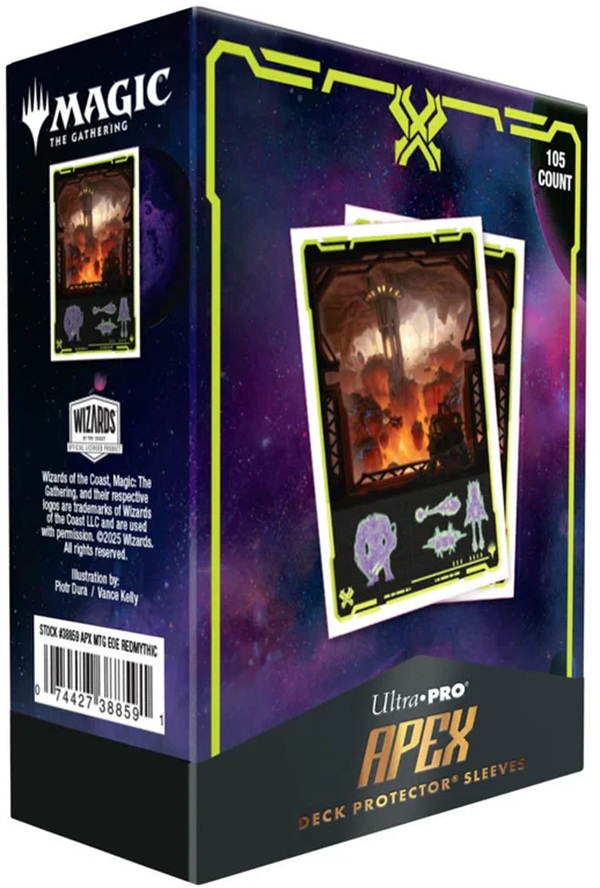Protectori pentru cărți Ultra Pro - Magic the Gathering: Edge of Eternities Apex Deck Protector, Mythic Red (105 buc)