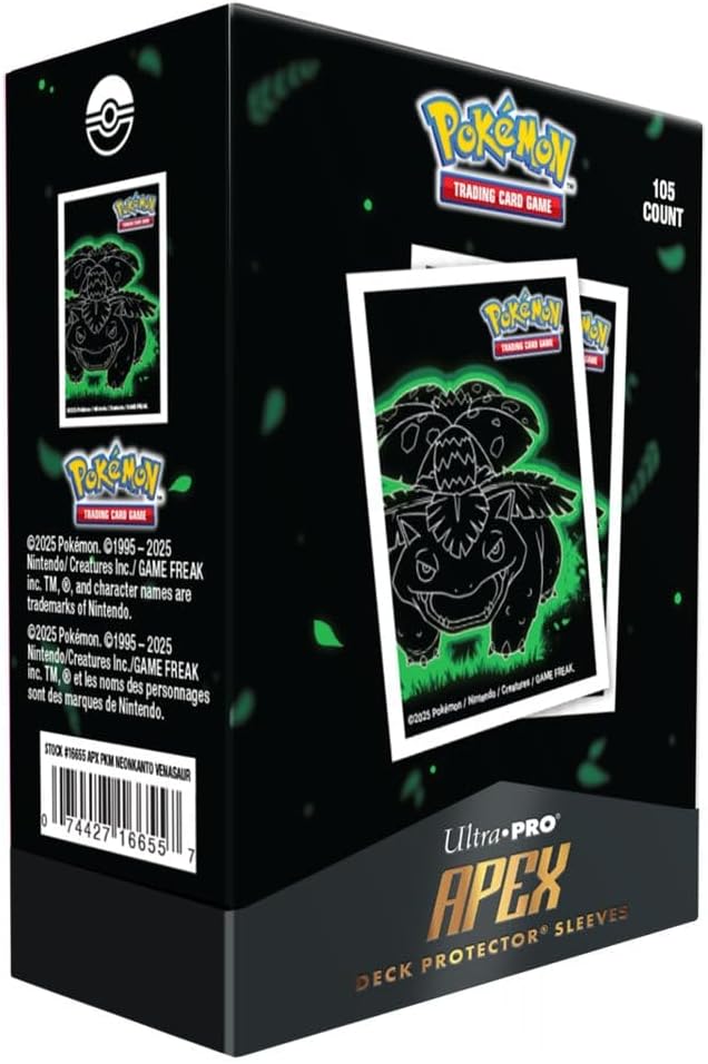 Protecții pentru carduri  Ultra Pro - Pokemon TCG: Neon Kanto Venusaur Apex Deck Protector Sleeves (105 buc.)