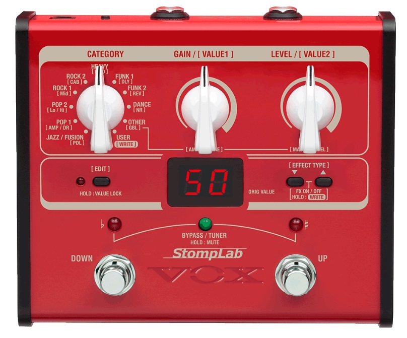 Pedală VOX Bass Modeling Processor - Stomplab 1B, roșu