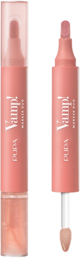 Pupa Vamp! Creion și luciu de buze 2 în 1, 002 Frozen Rose, 4 ml
