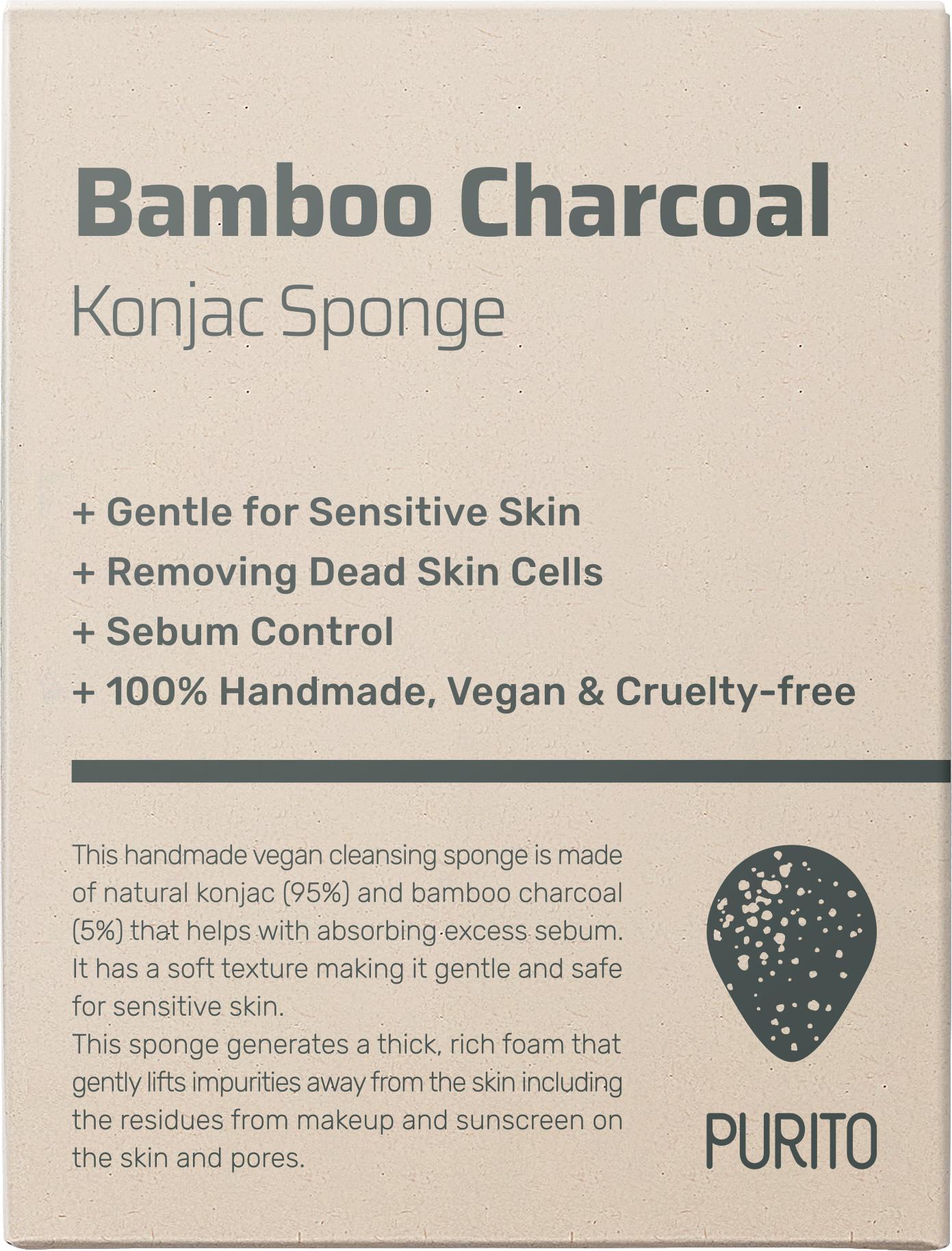 Purito Burete de curățare a feței Bamboo Charcoal Konjac