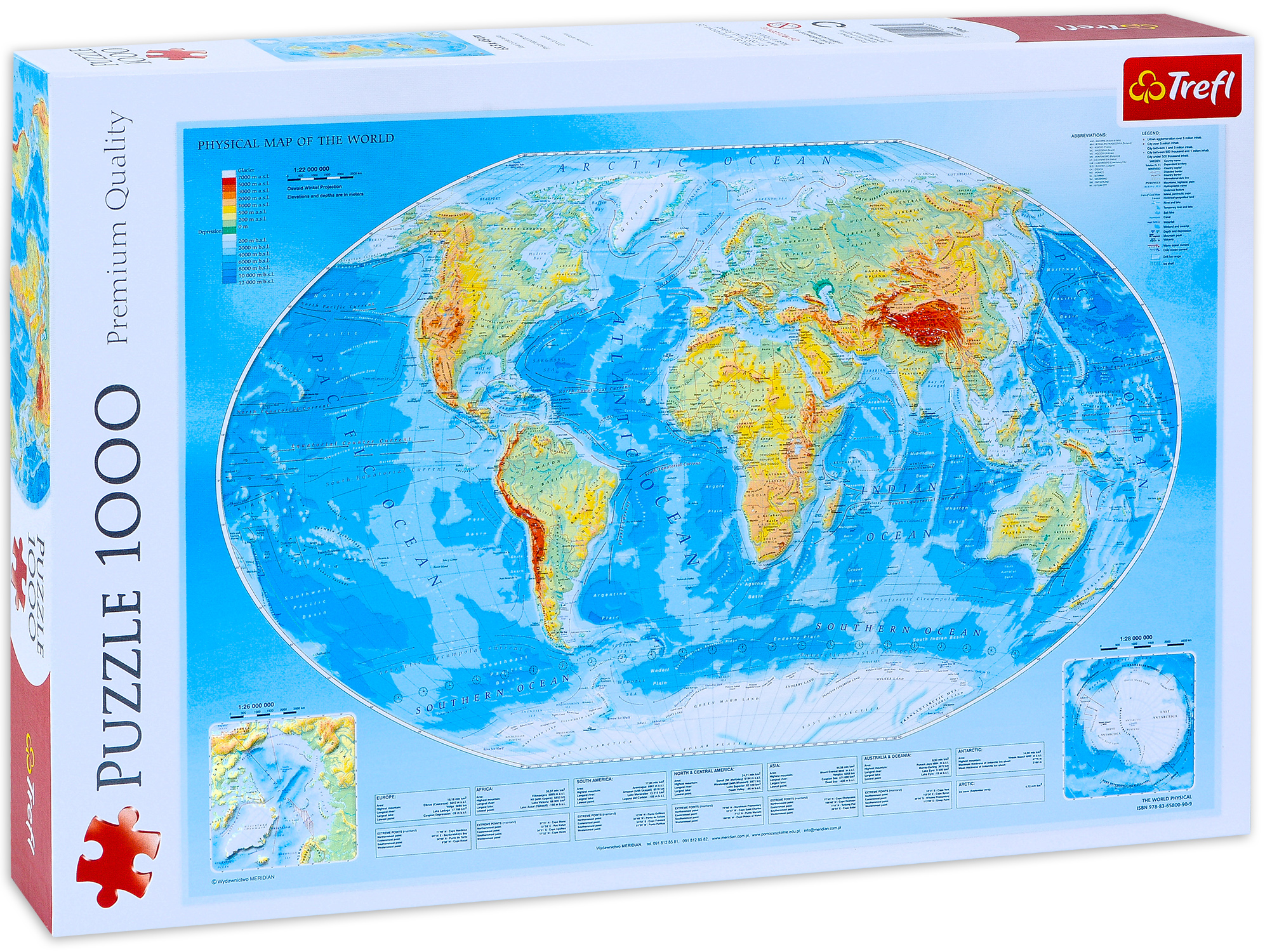 Puzzle Trefl din 1000 de piese - Harta fizica a lumii