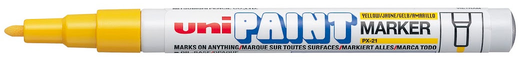 Marker permanent Uniball pe baza de ulei – Galben