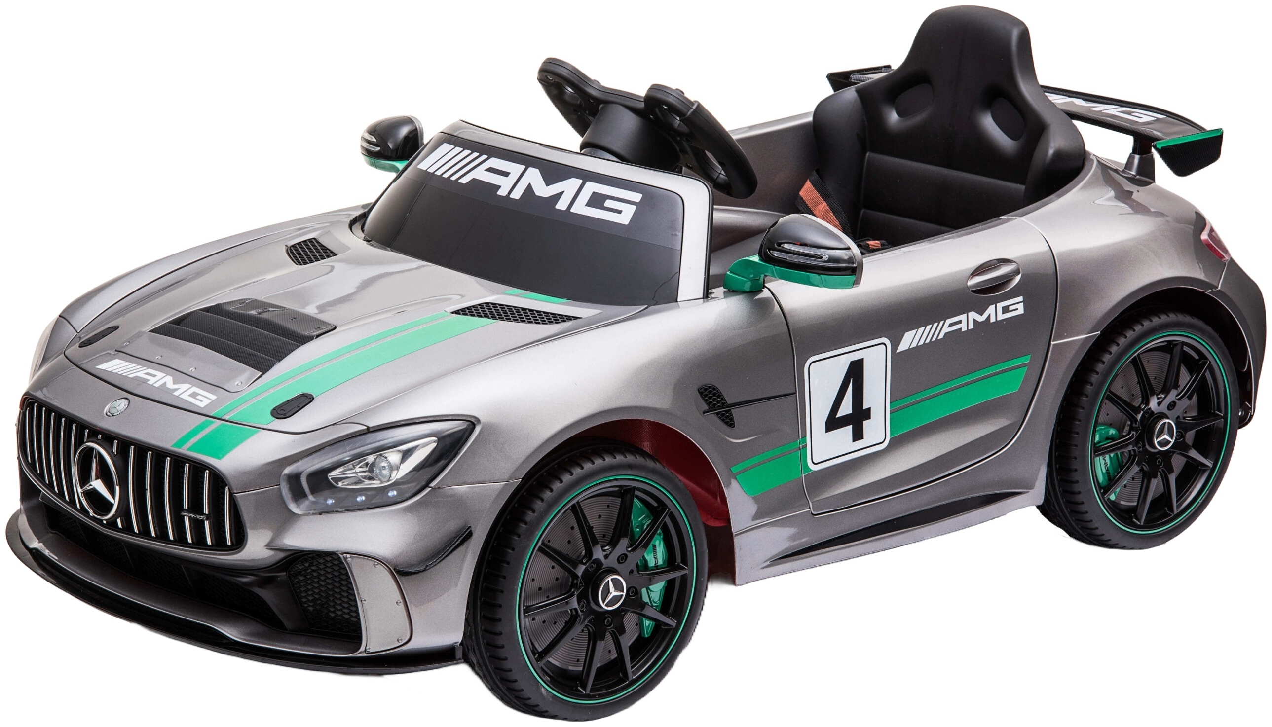 Mașinuță electrică cu telecomandă  Mercedes - GT4 EVO, 12V/7Ah, 2.4 GHz, gri