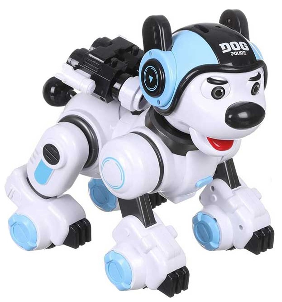 Câine polițist robot interactiv controlat radio Crazon - Cu cască albastră