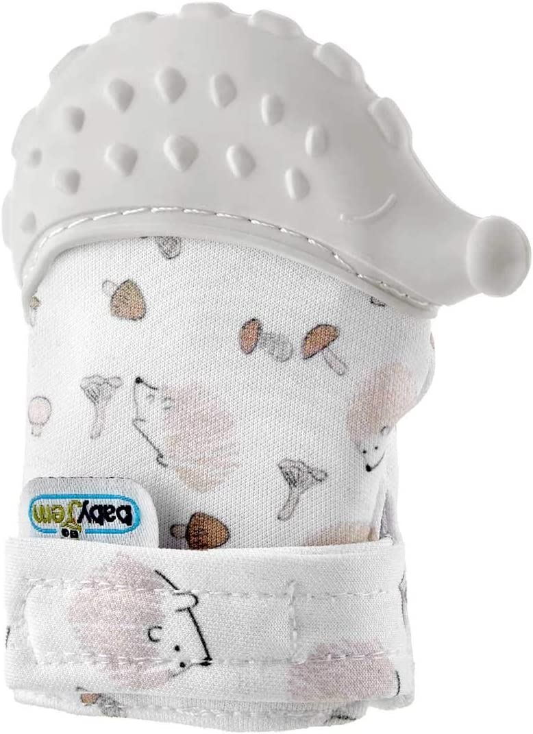 Mănușă de dentiție BabyJem - Hedgehog, ecru