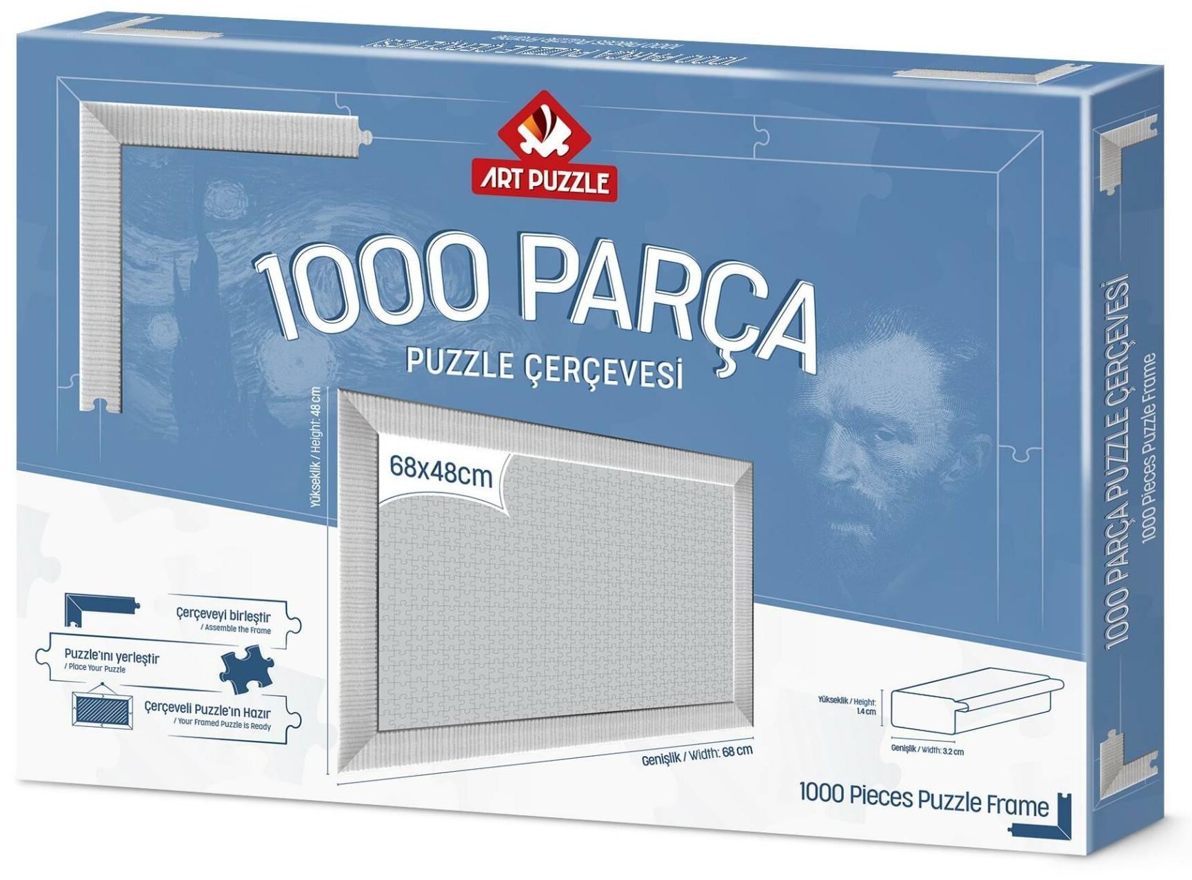Rama pentru puzzle Art Puzzle - Albă, pentru 1000 piese