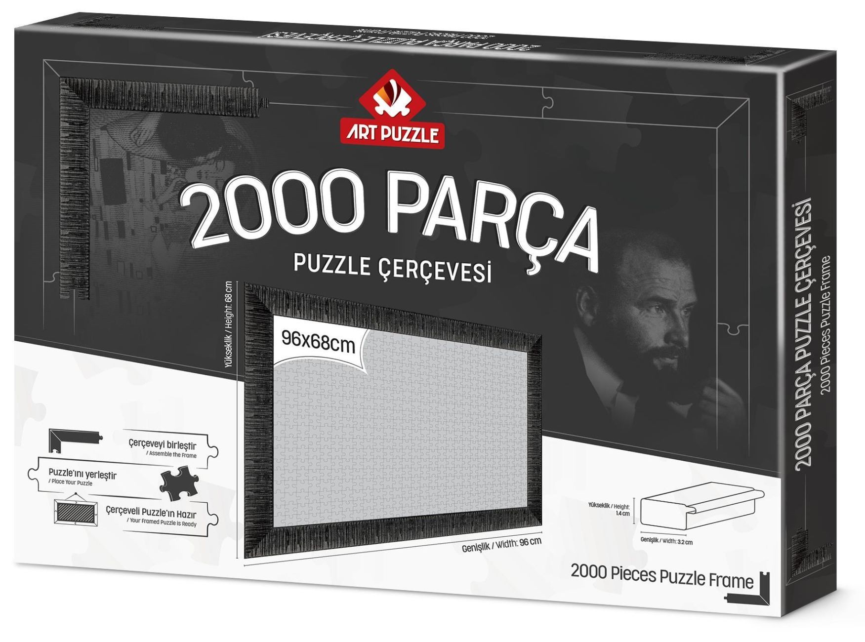 Rama pentru puzzle Art Puzzle - Neagră, pentru 2000 piese