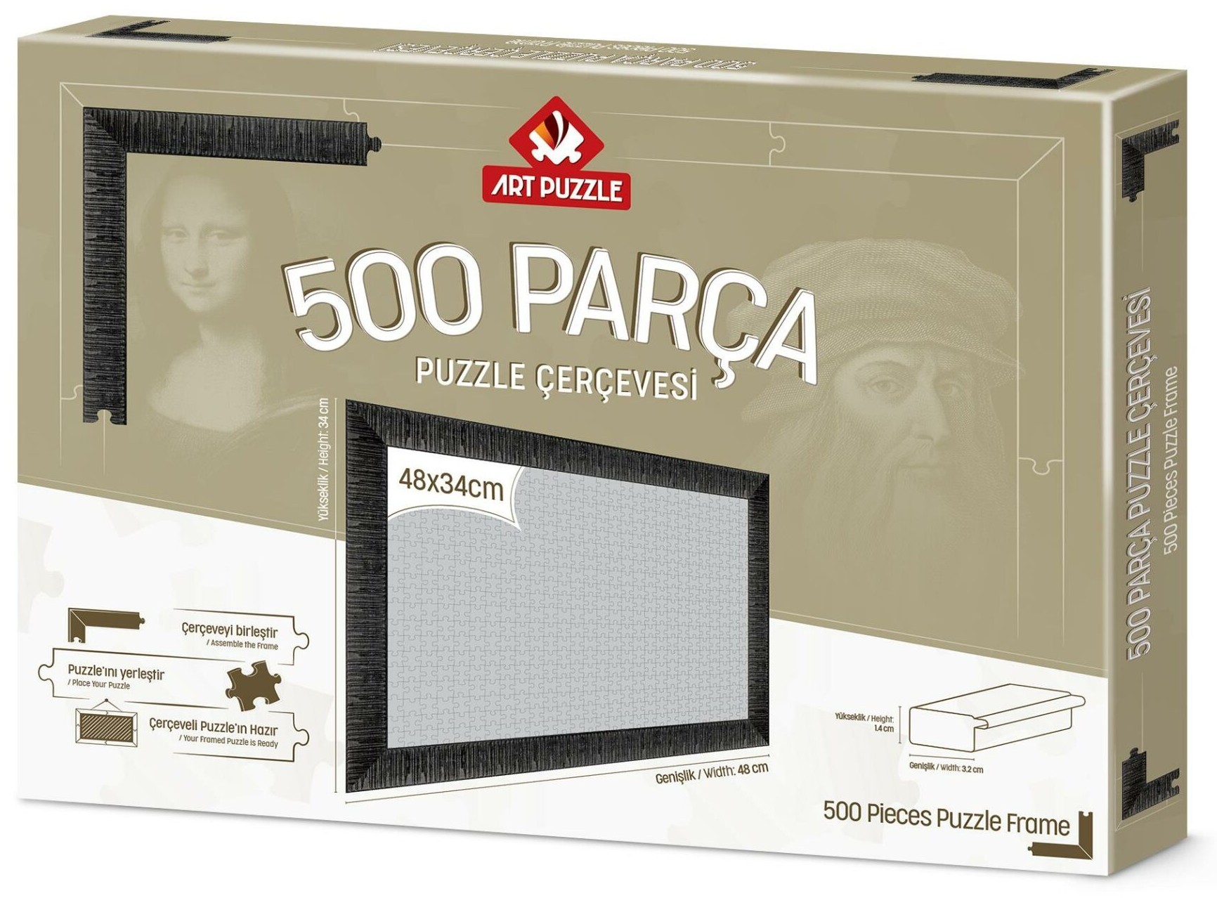 Rama pentru puzzle Art Puzzle - Neagră, pentru 500 piese