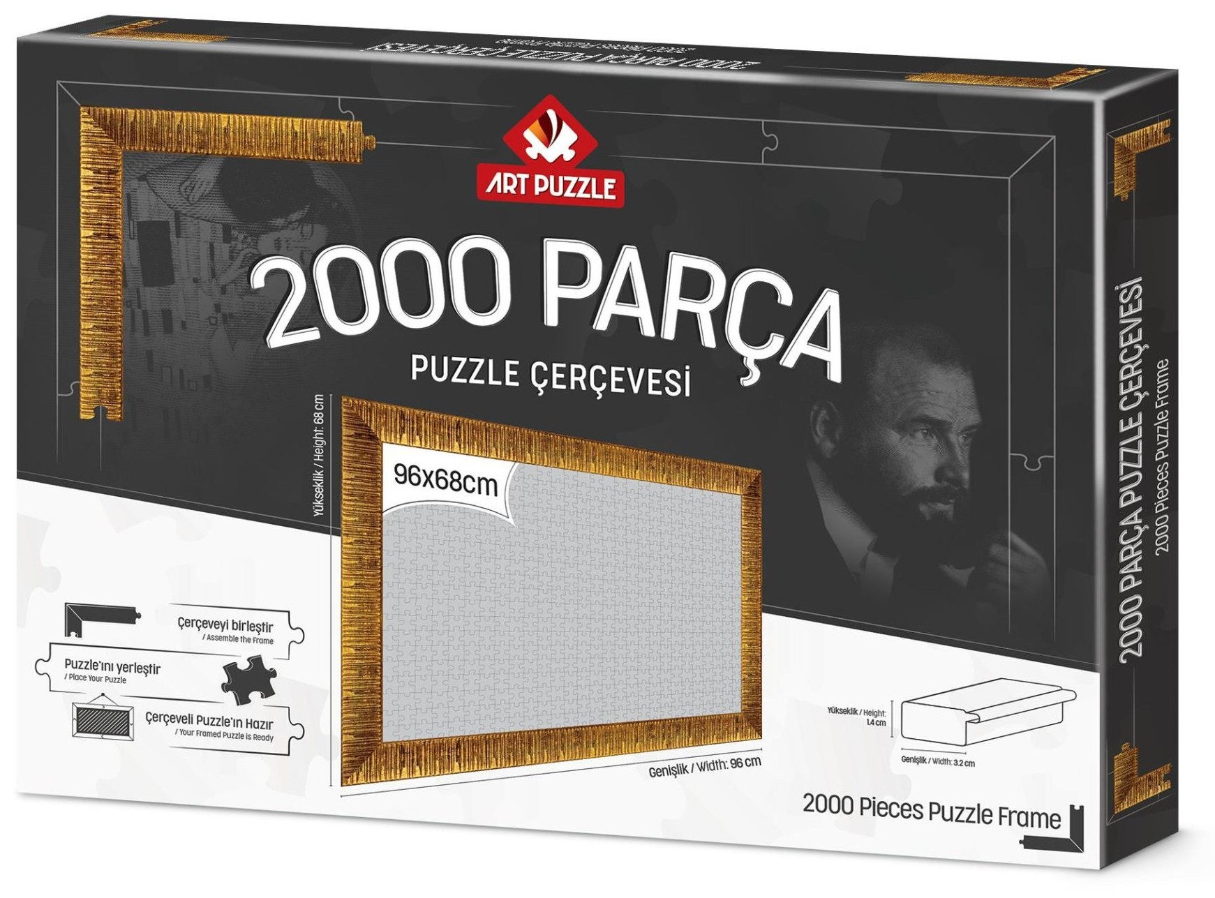 Rama pentru puzzle Art Puzzle - Aurie, pentru 2000 piese