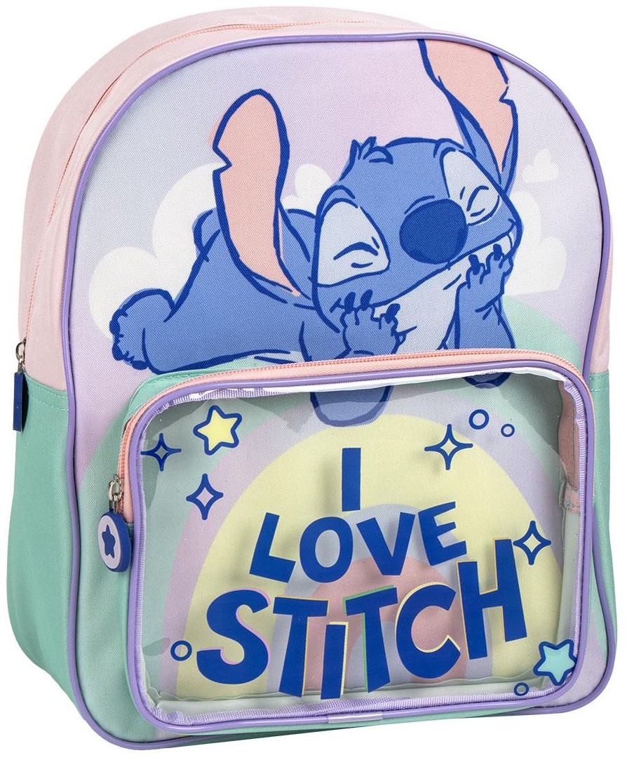 Ghiozdan pentru grădiniță Cerda Stitch - Cu buzunar transparent frontal