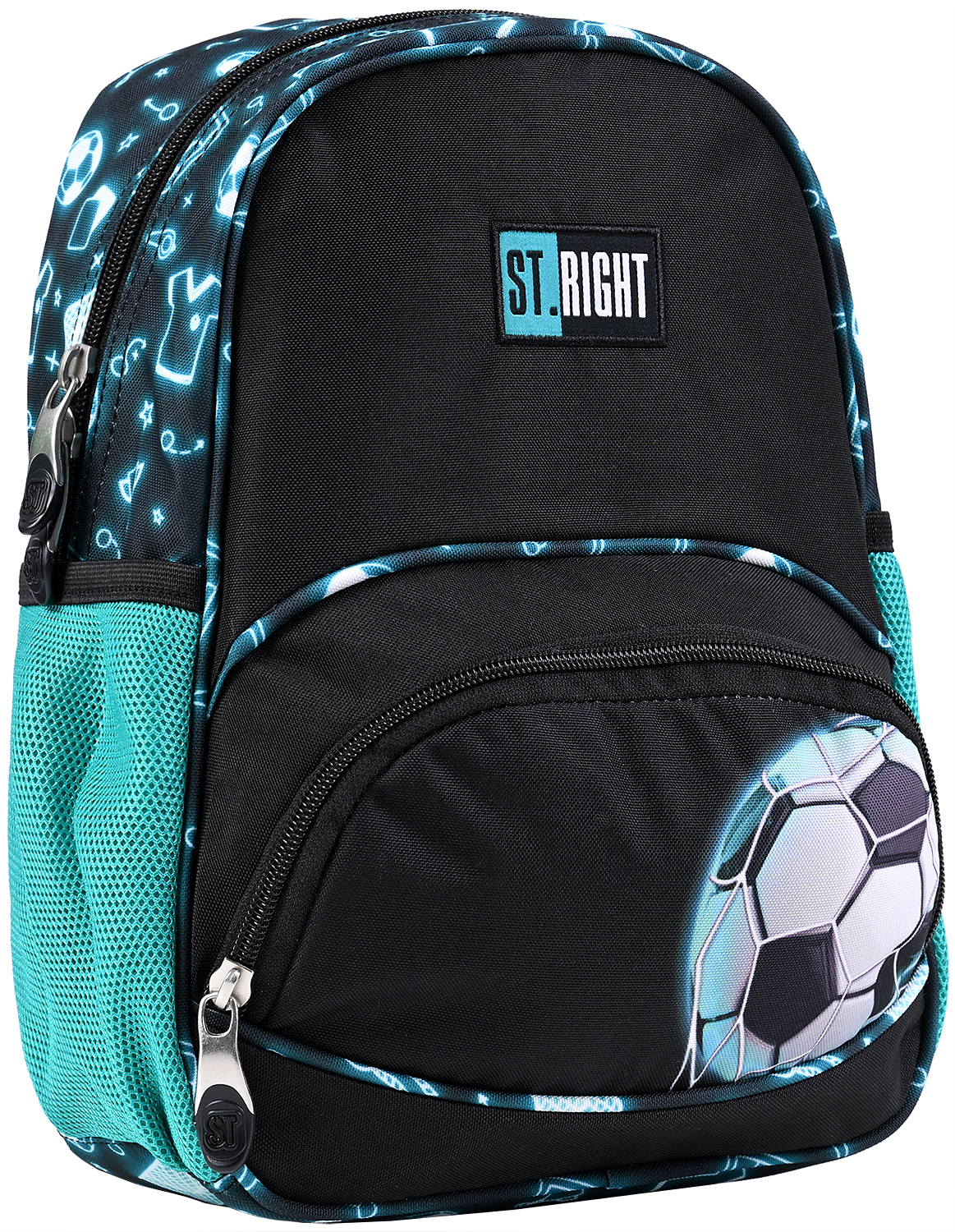 Ghiozdan de grădiniță St. Right Neon Football - Cu 1 compartiment